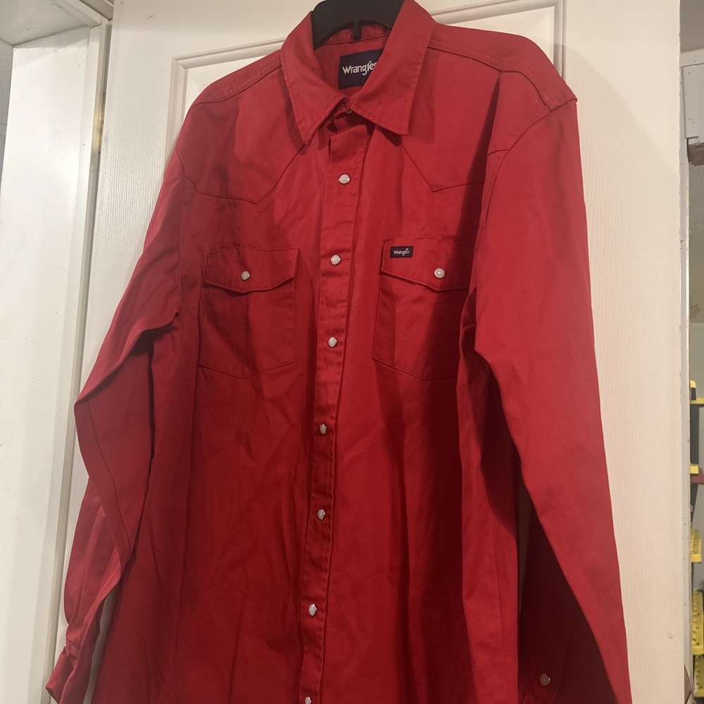 Wrangler Men's Long Sleeve Shirt Red Pearl Snap Size XL